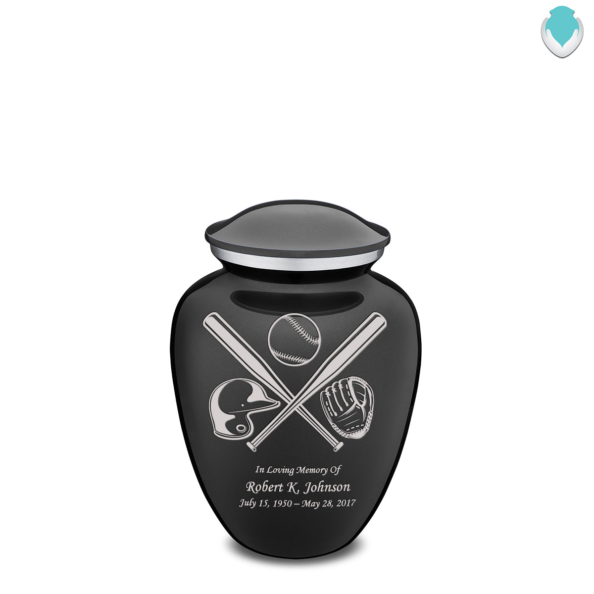 Medium Embrace Charcoal Baseball Cremation Urn