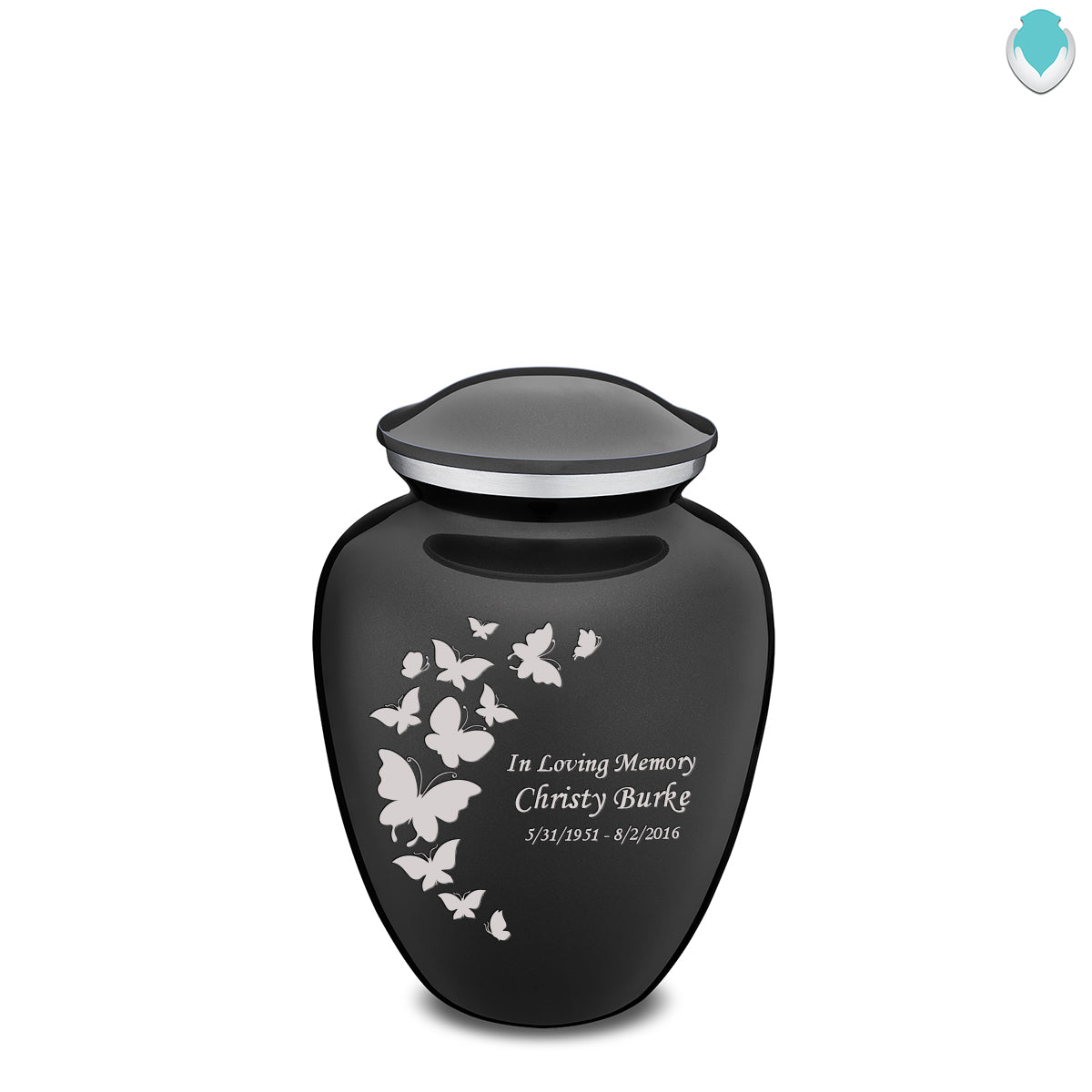 Medium Embrace Charcoal Butterfly Cremation Urn