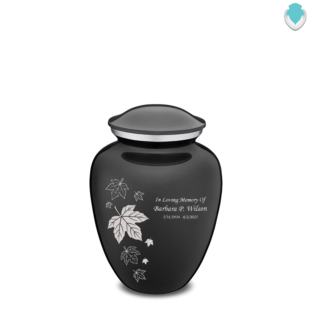 Medium Embrace Charcoal Falling Leaves Cremation Urn