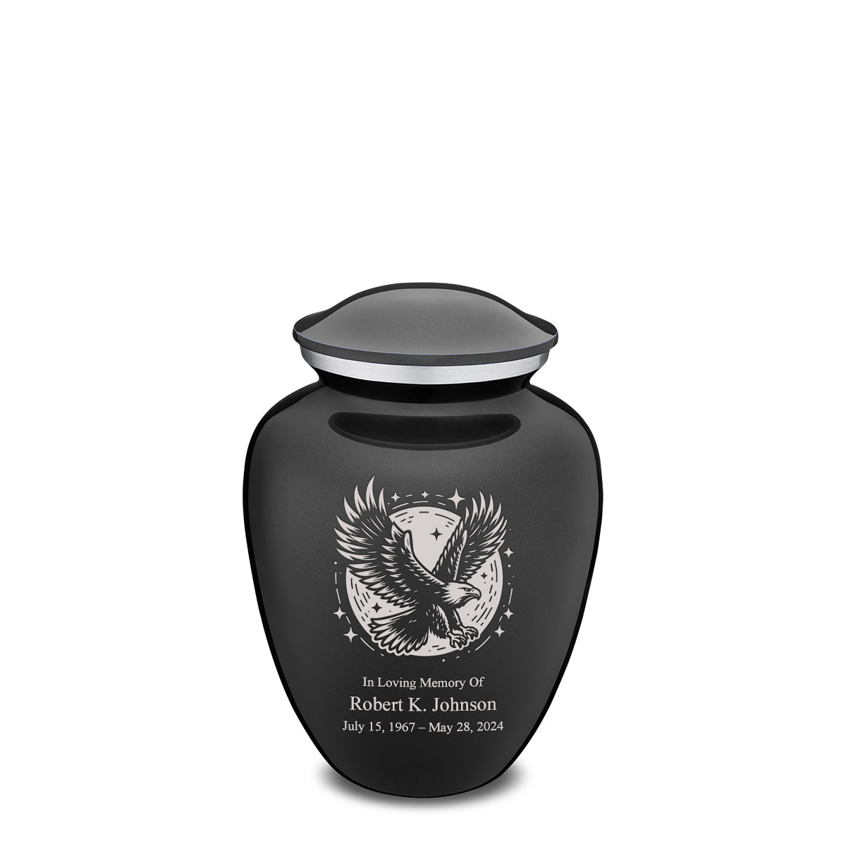 Medium Embrace Charcoal Black  Flying Eagle Cremation Urn