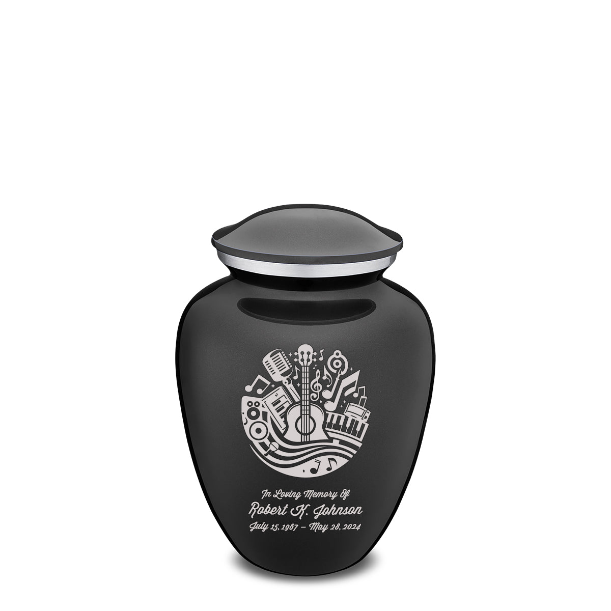 Medium Embrace Charcoal Black Music Cremation Urn