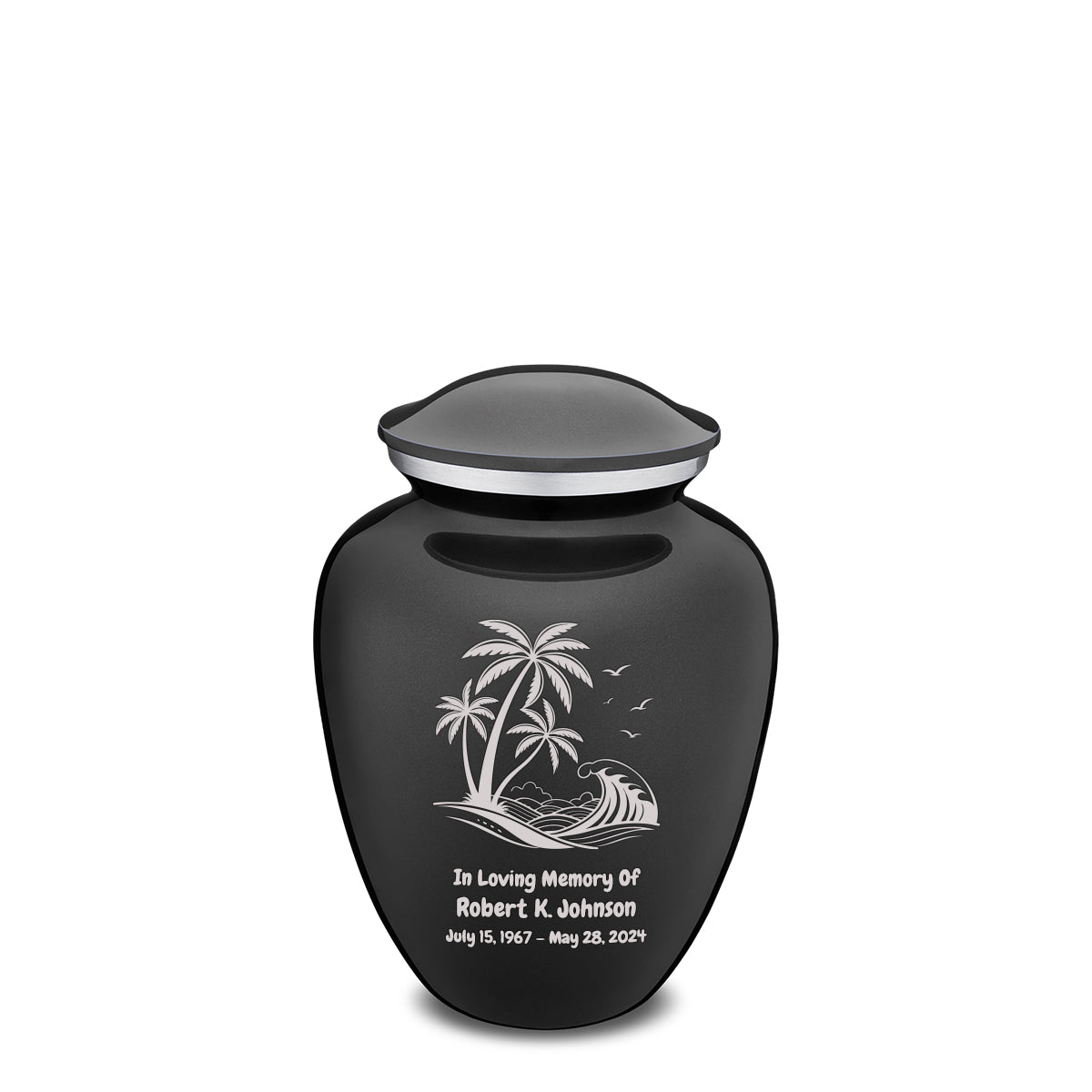 Medium Embrace Charcoal Black Palm Beach Cremation Urn