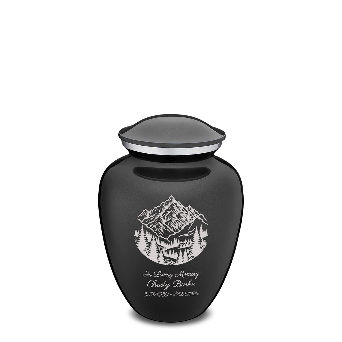 Medium Embrace Charcoal Black  Rocky Mountains Cremation Urn