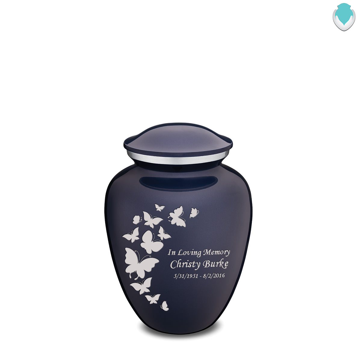 Medium Embrace Cobalt Blue Butterfly Cremation Urn