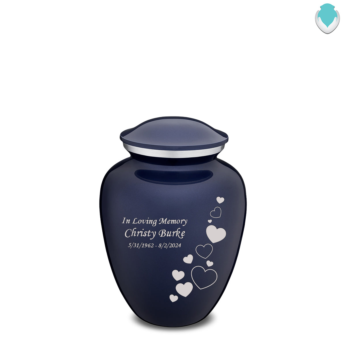 Medium Embrace Cobalt Blue Floating Heart Cremation Urn
