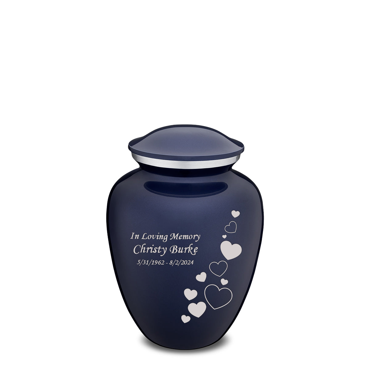 Medium Embrace Cobalt Blue Floating Heart Cremation Urn