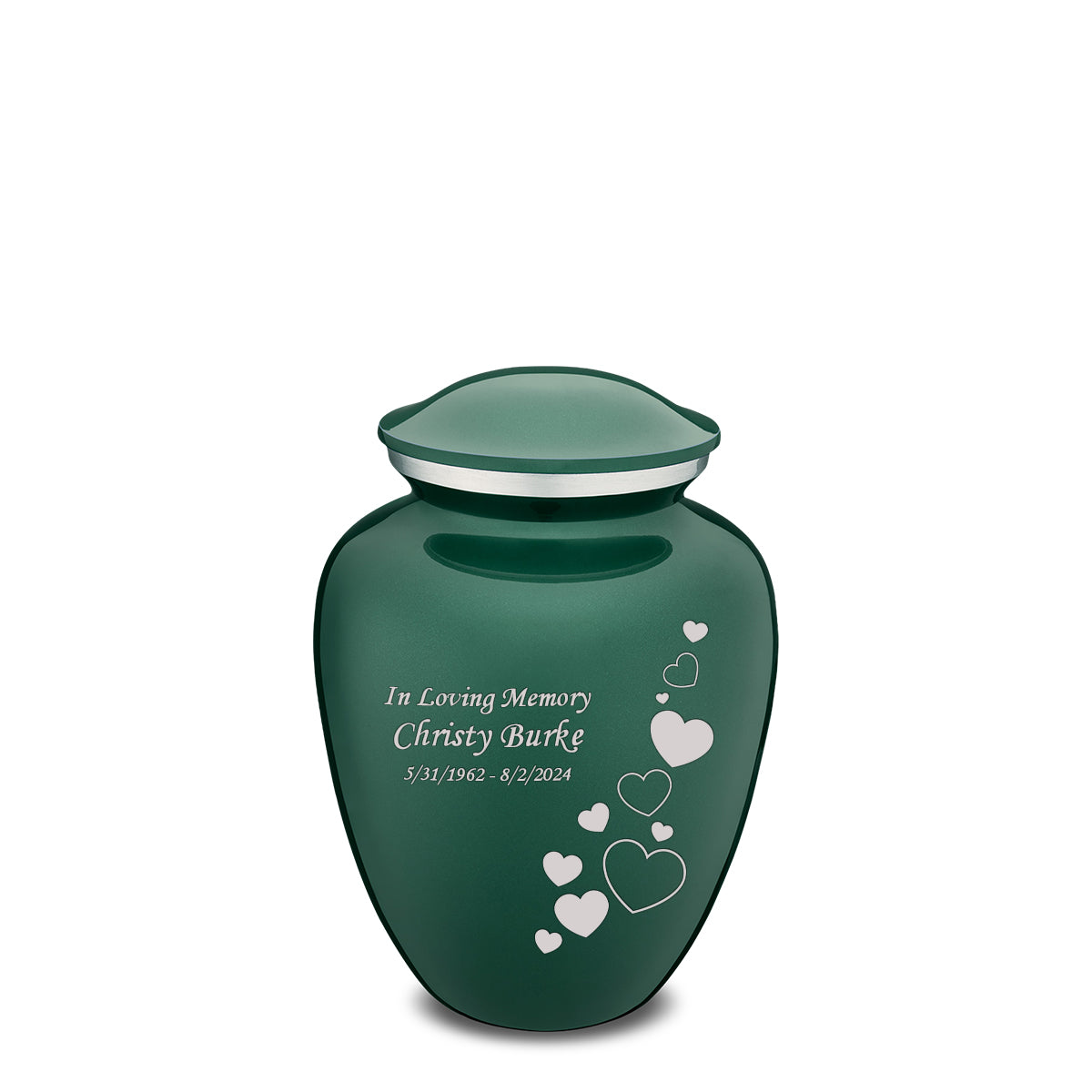 Medium Embrace Green Floating Heart Cremation Urn