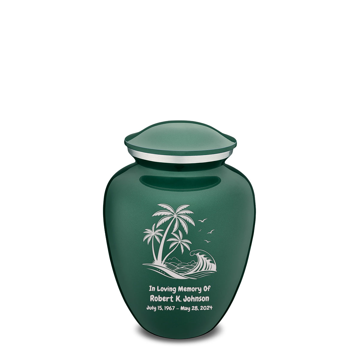 Medium Embrace Green Palm Beach Cremation Urn