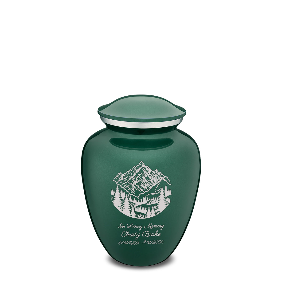 Medium Embrace Green Rocky Mountains Cremation Urn