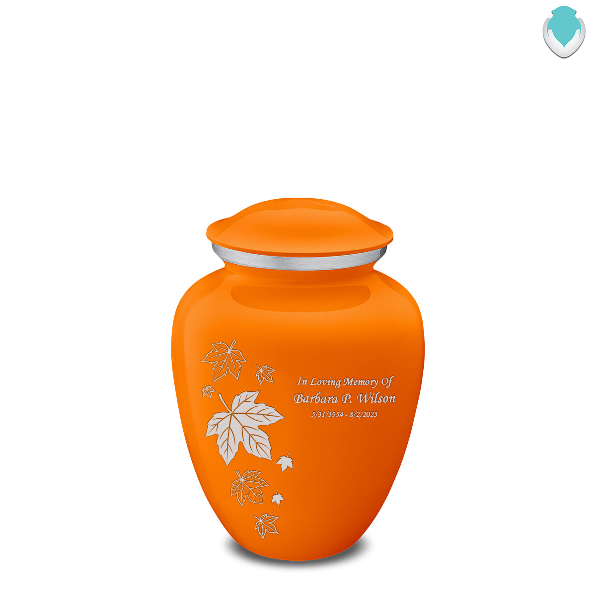 Medium Embrace Burnt Orange Falling Leaves Cremation Urn