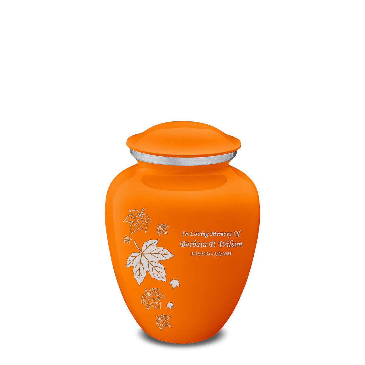 Medium Embrace Burnt Orange Falling Leaves Cremation Urn