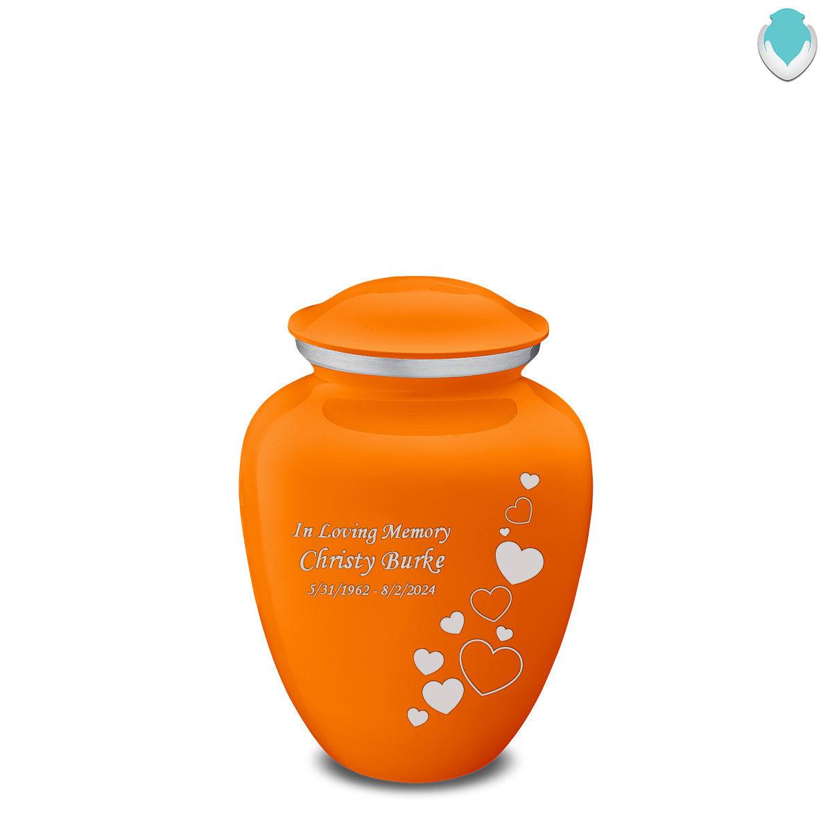 Medium Embrace Burnt Orange Floating Heart Cremation Urn