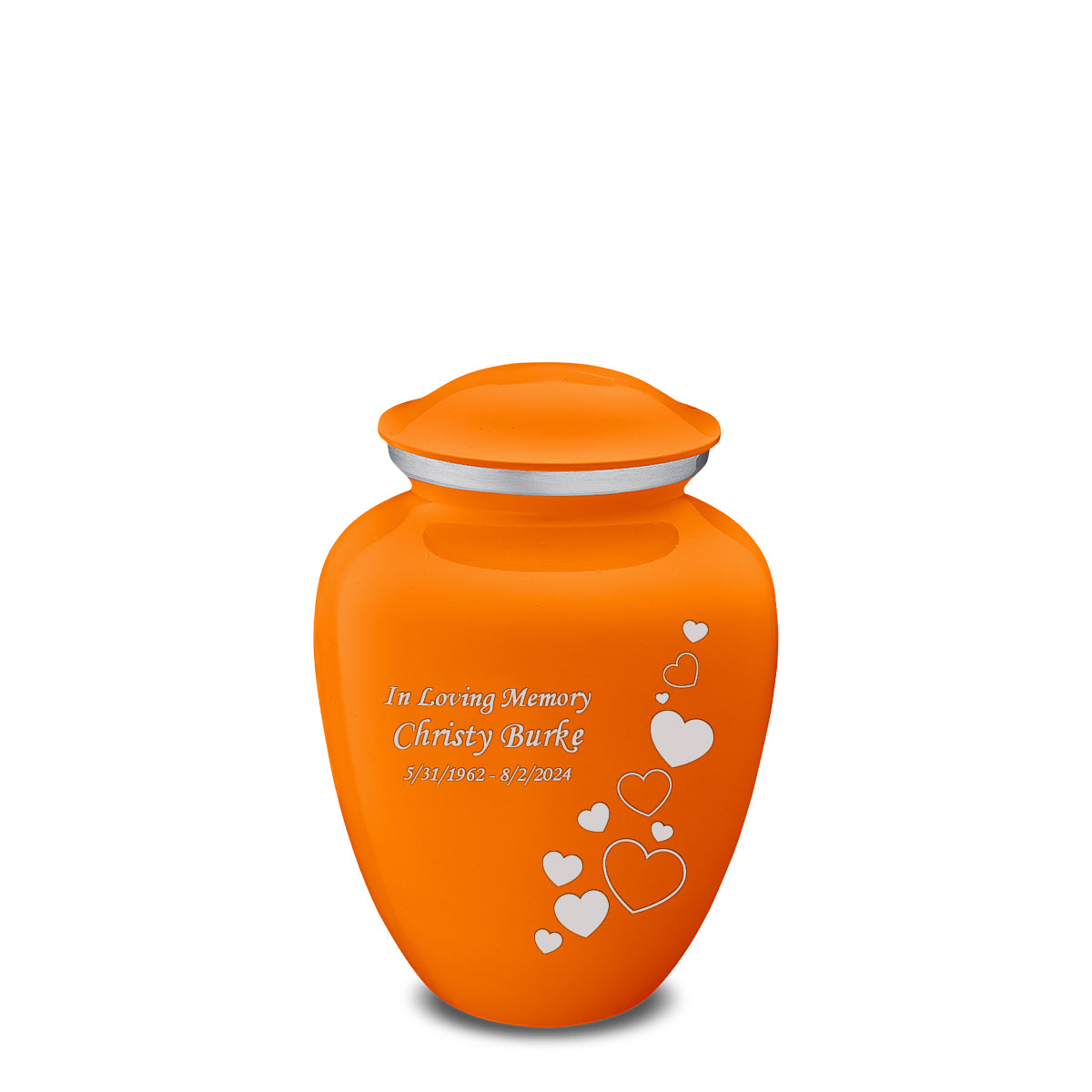 Medium Embrace Burnt Orange Floating Heart Cremation Urn
