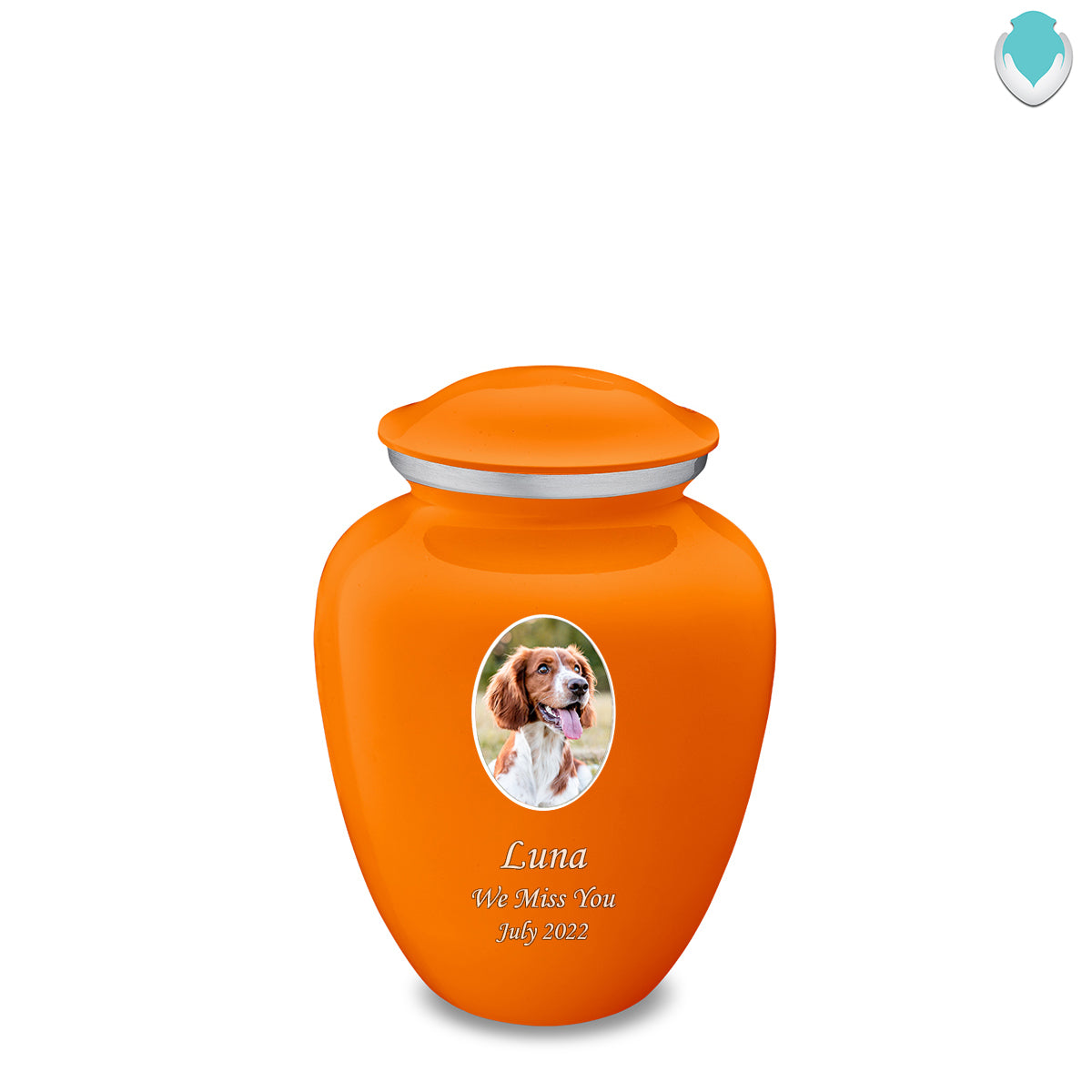 Medium Pet Embrace Burnt Orange Portrait Cremation Urn