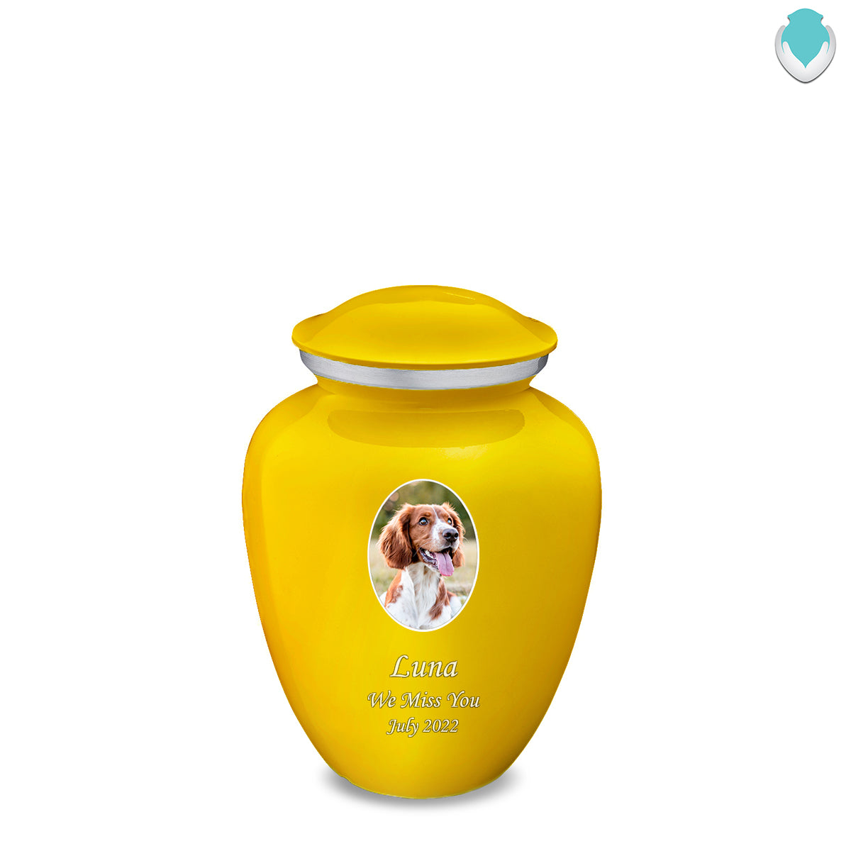 Medium Pet Embrace Yellow Portrait Cremation Urn