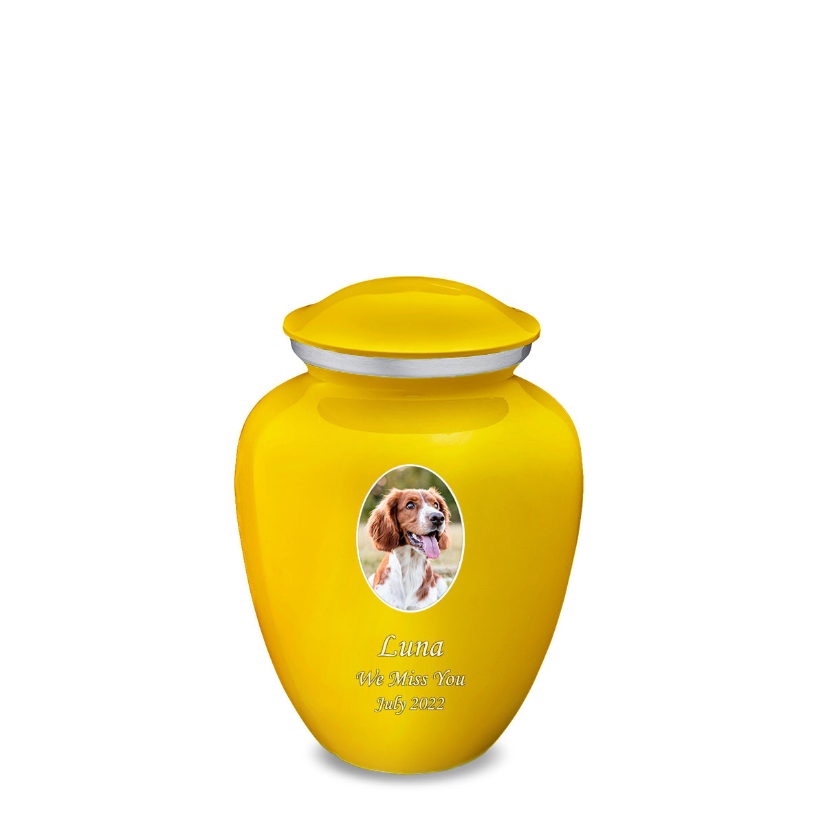 Medium Pet Embrace Yellow Portrait Cremation Urn