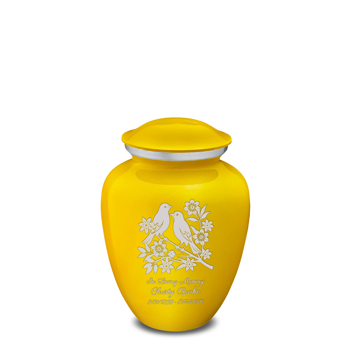 Medium Embrace Yellow Songbirds Cremation Urn