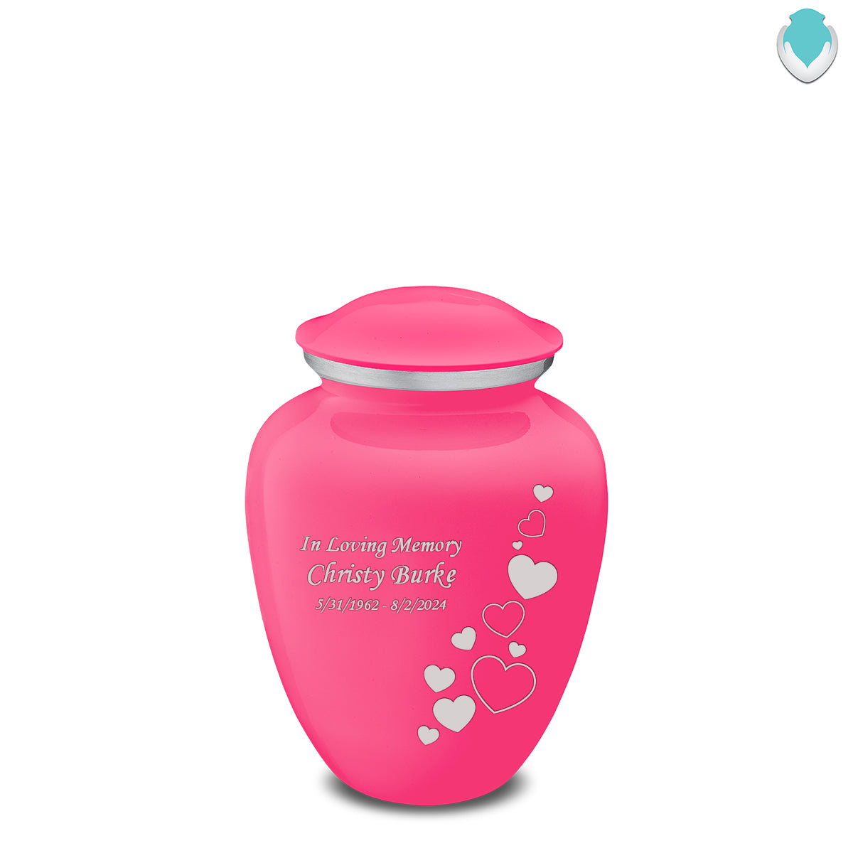 Medium Embrace Bright Pink Floating Heart Cremation Urn