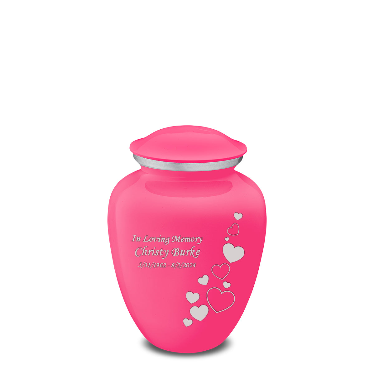 Medium Embrace Bright Pink Floating Heart Cremation Urn