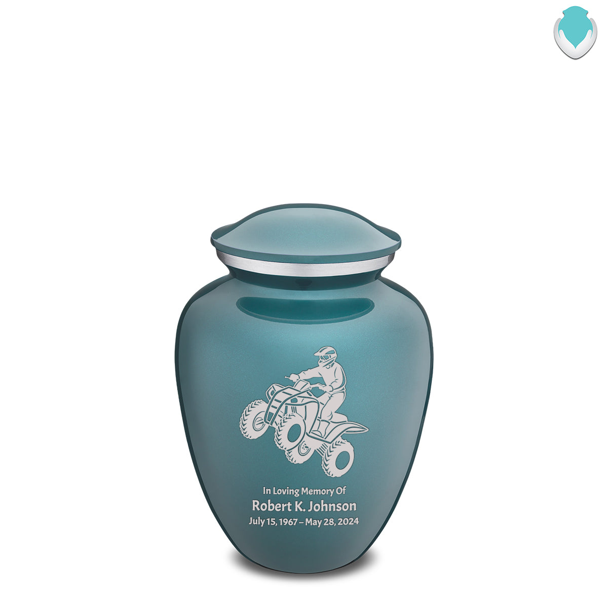 Medium Embrace Teal ATV Cremation Urn
