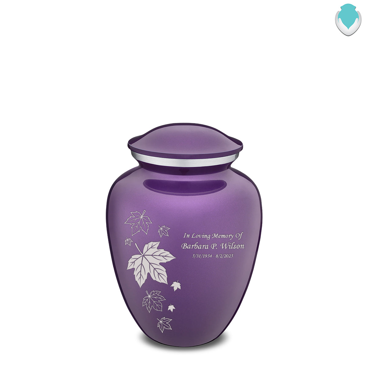 Medium Embrace Purple Falling Leaves Cremation Urn
