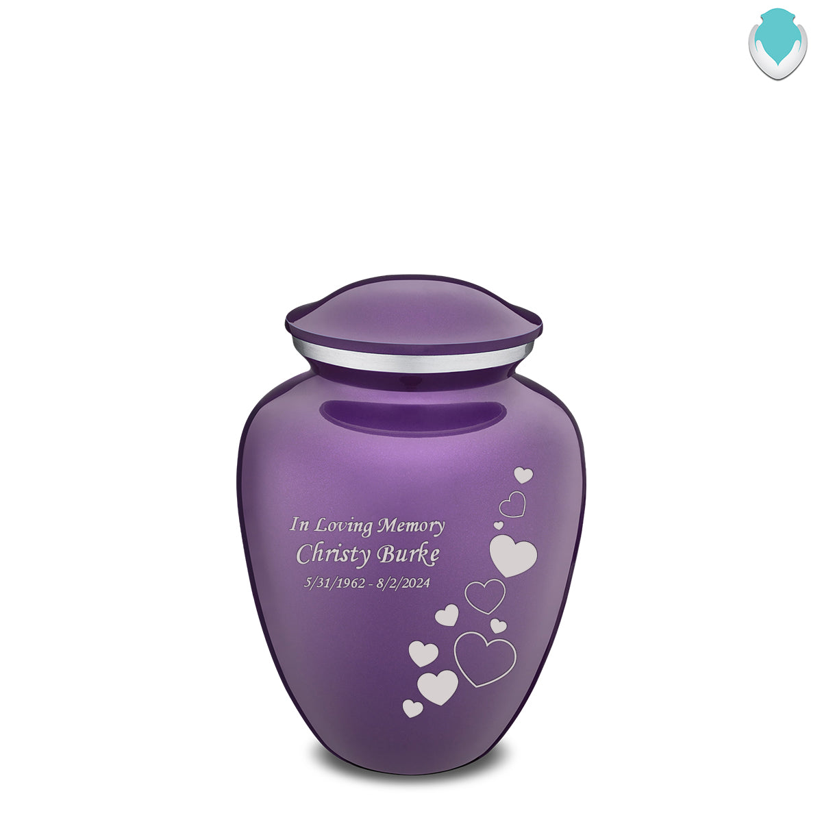 Medium Embrace Purple Floating Heart Cremation Urn