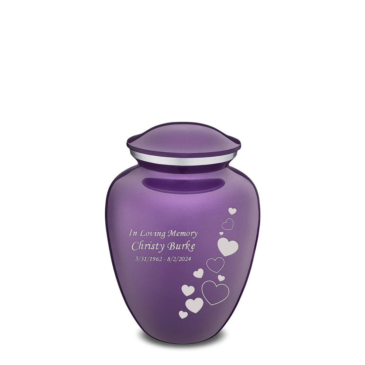 Medium Embrace Purple Floating Heart Cremation Urn