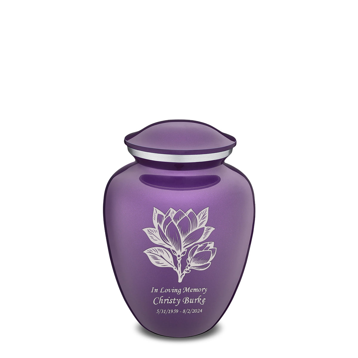 Medium Embrace Purple Magnolia Flower Cremation Urn