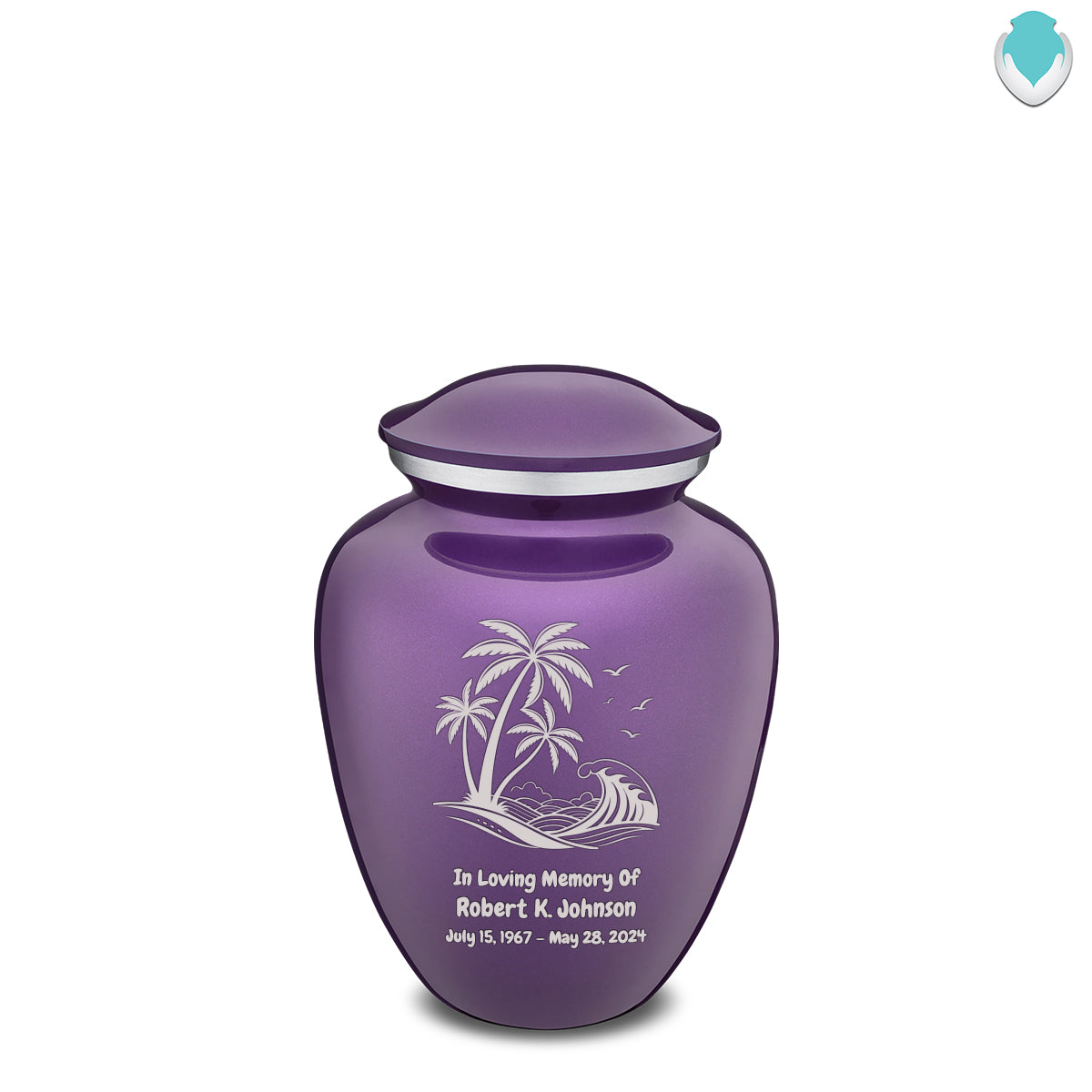 Medium Embrace Purple Palm Beach Cremation Urn