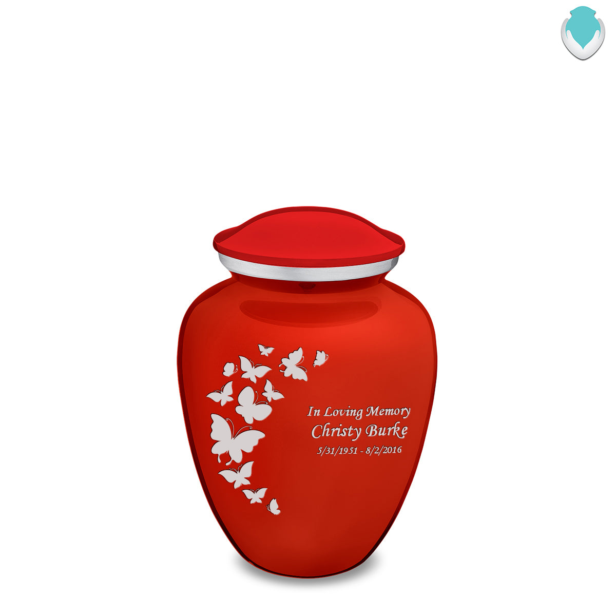 Medium Embrace Bright Red Butterfly Cremation Urn