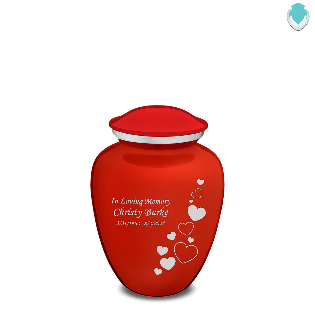 Medium Embrace Bright Red Floating Heart Cremation Urn