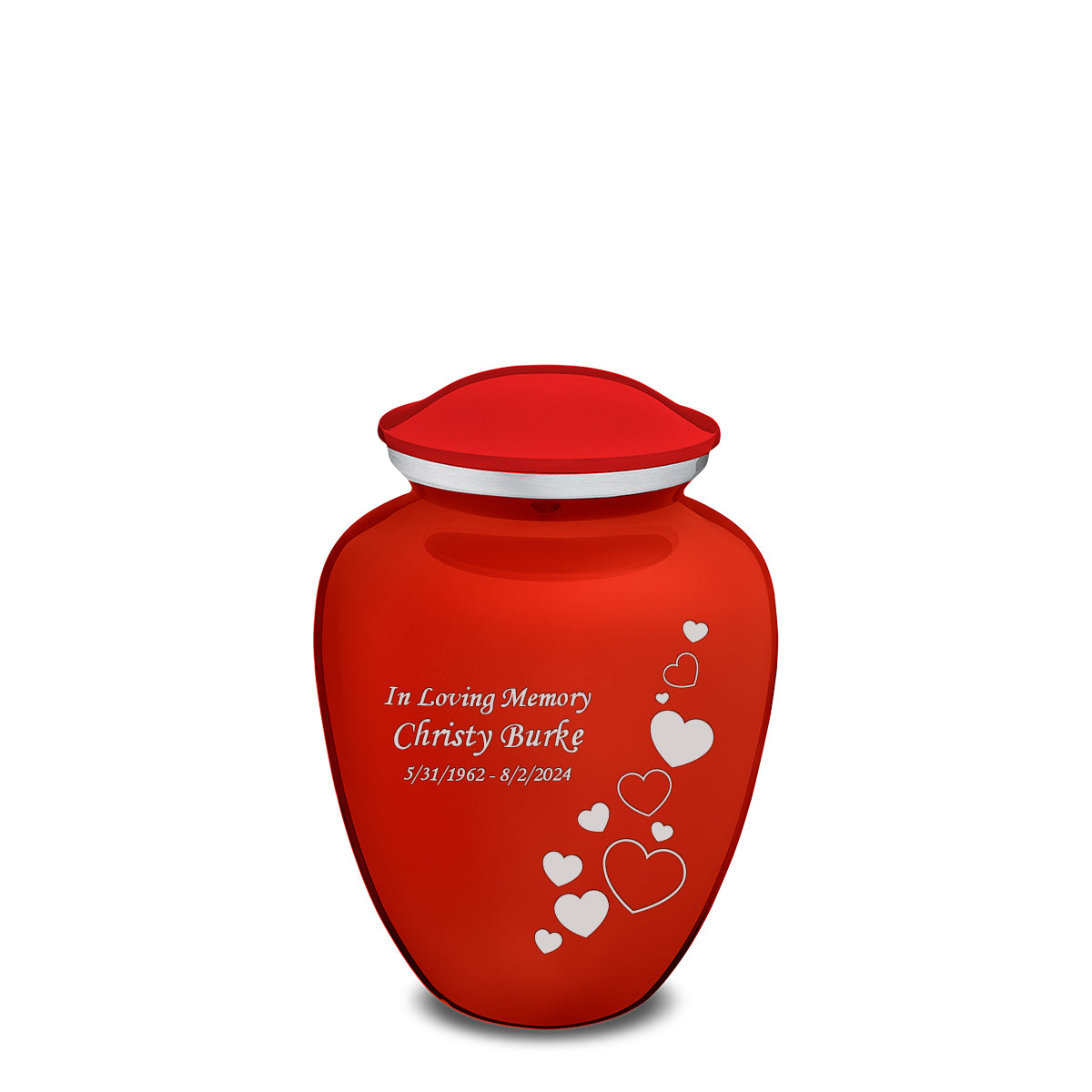 Medium Embrace Bright Red Floating Heart Cremation Urn