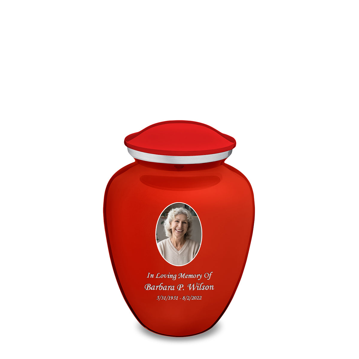 Medium Embrace Bright Red Portrait Cremation Urn