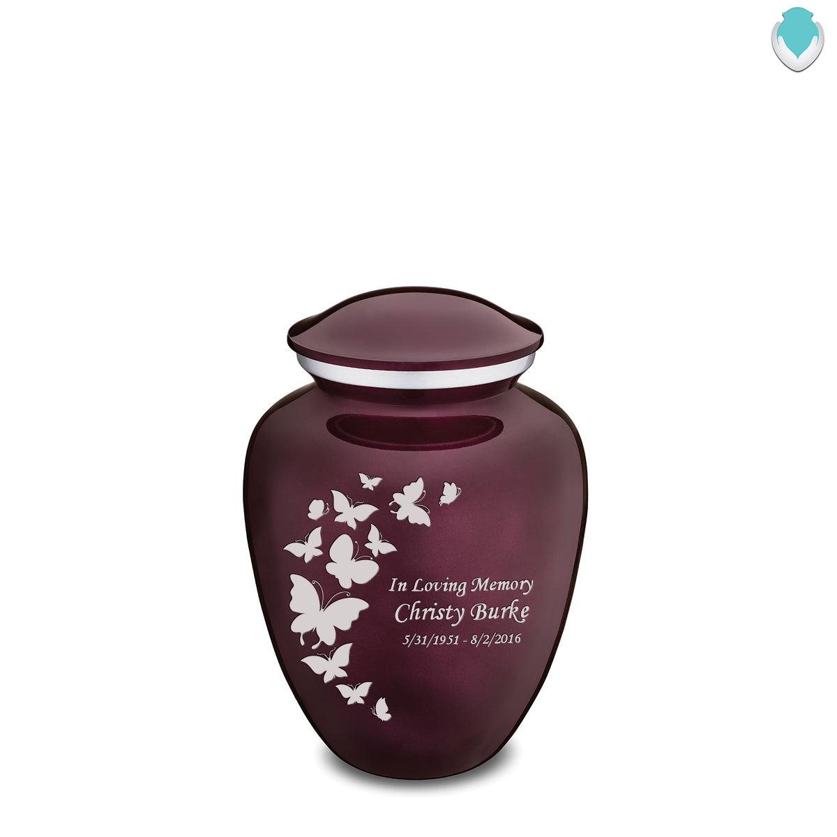 Medium Embrace Cherry Purple Butterfly Cremation Urn