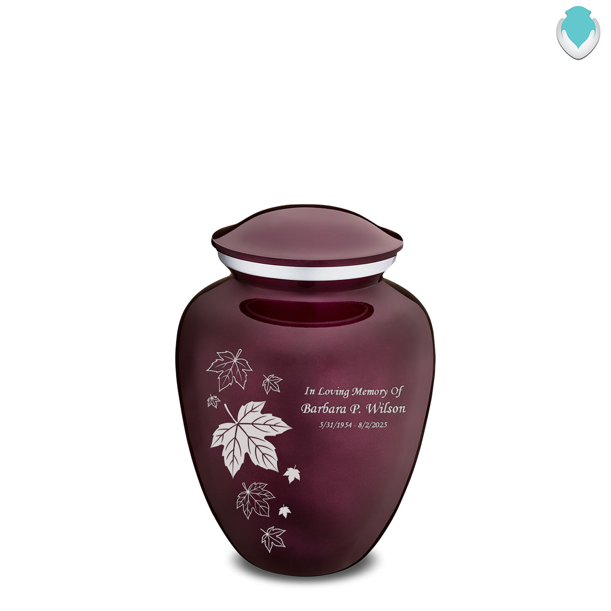 Medium Cherry Purple Embrace Falling Leaves Cremation Urn