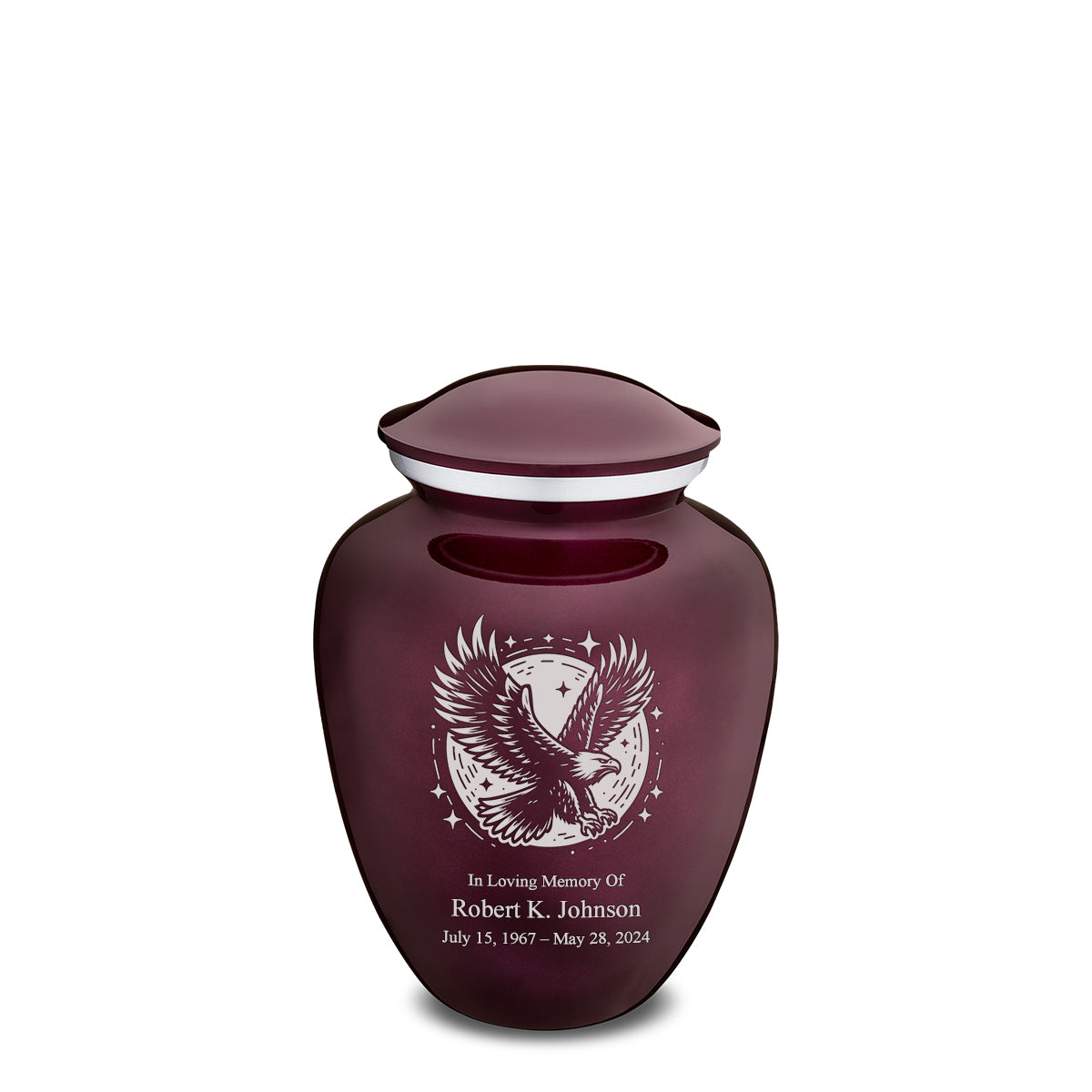Medium Embrace Cherry Purple Flying Eagle Cremation Urn