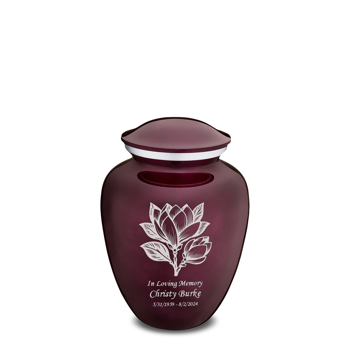 Medium Embrace Cherry Purple Magnolia Flower Cremation Urn