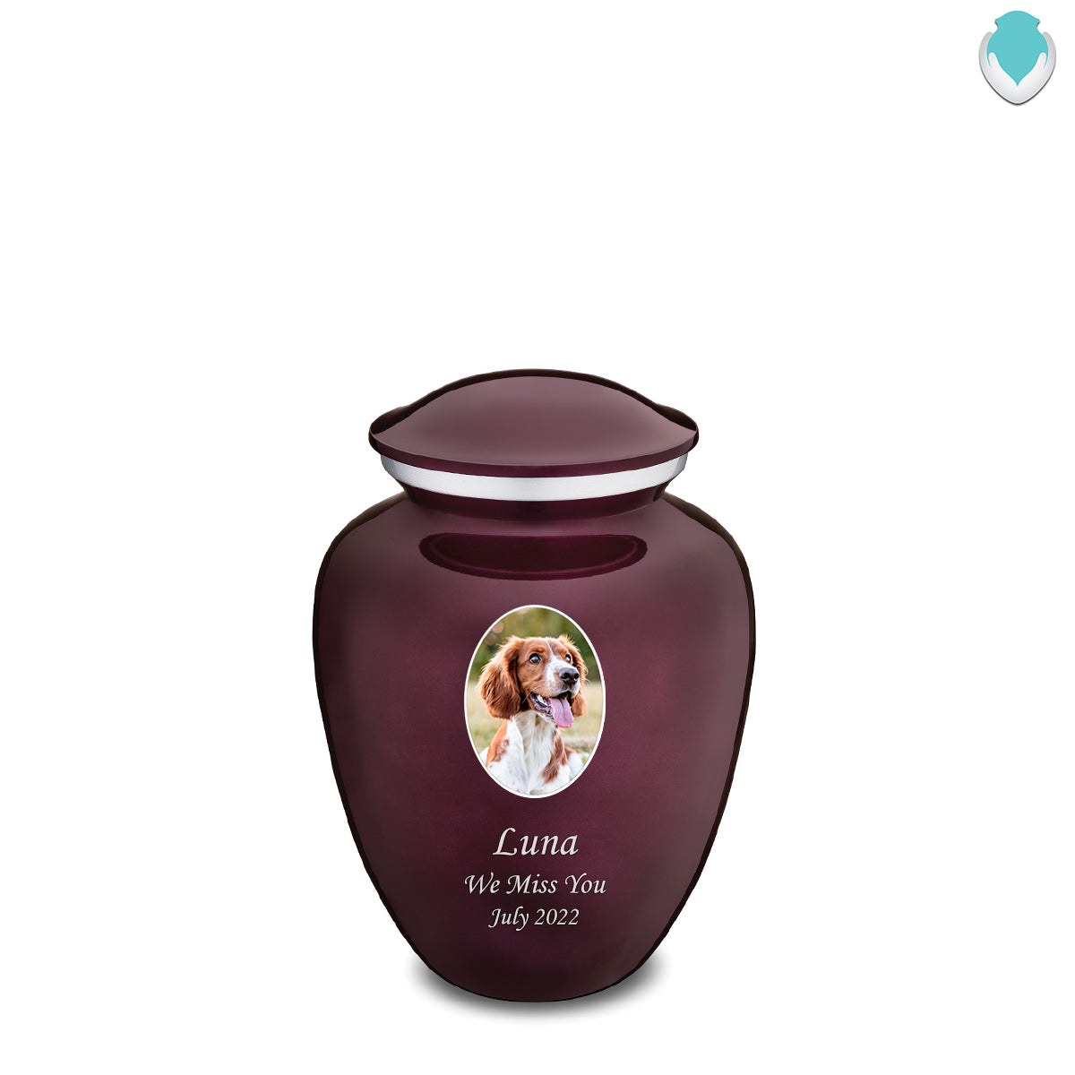 Medium Pet Embrace Cherry Purple Portrait Cremation Urn