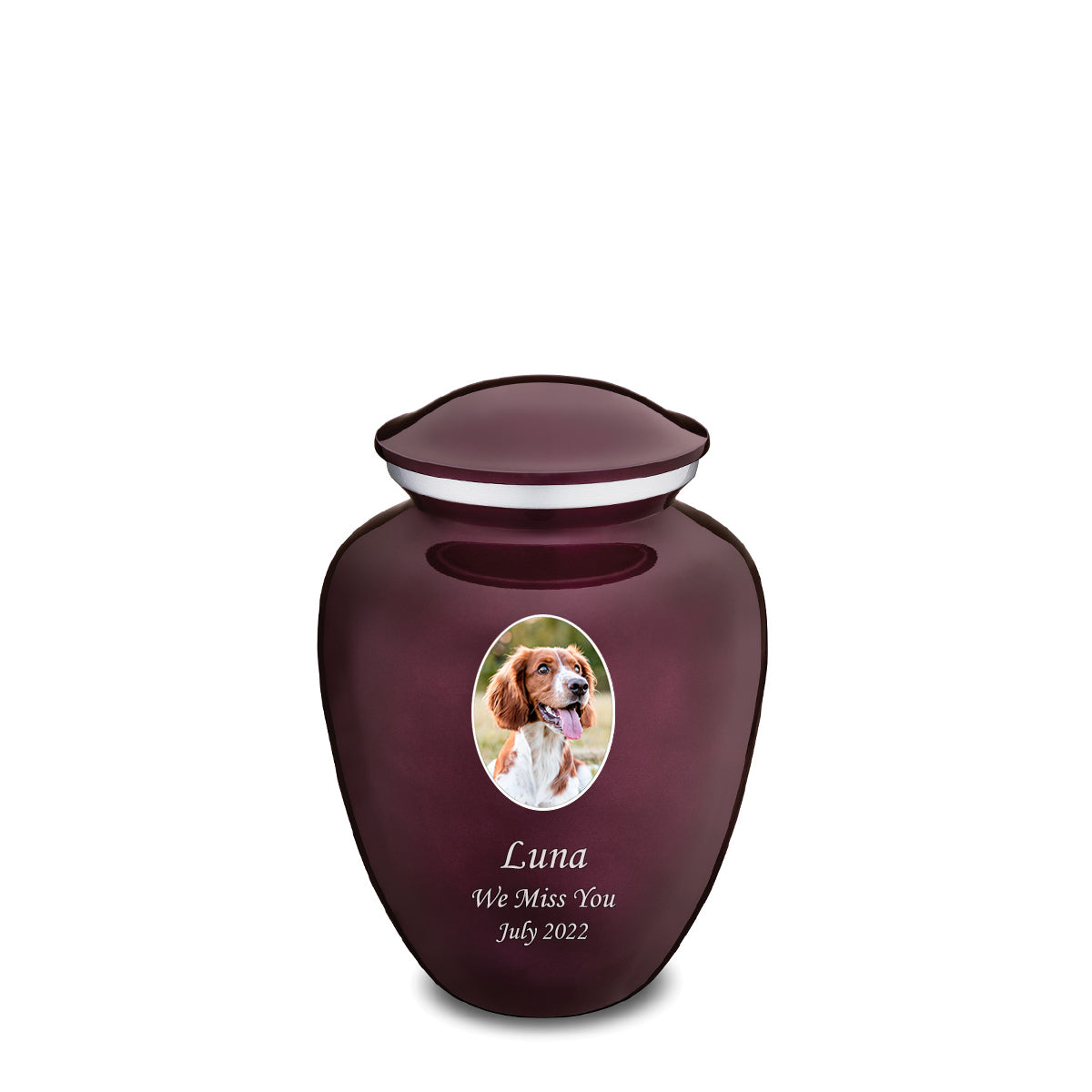 Medium Pet Embrace Cherry Purple Portrait Cremation Urn