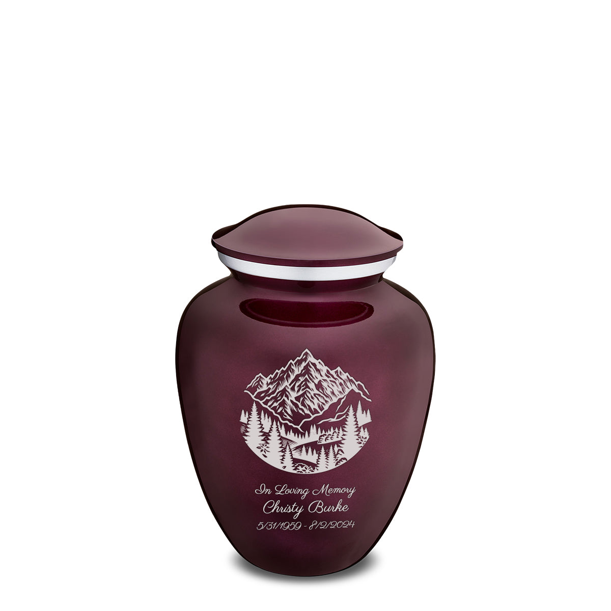 Medium Embrace Cherry Purple Rocky Mountains Cremation Urn