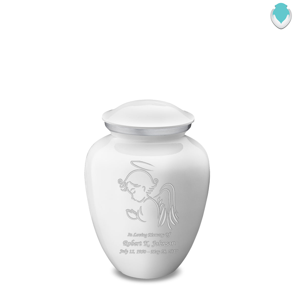 Medium Embrace White Angel Cremation Urn