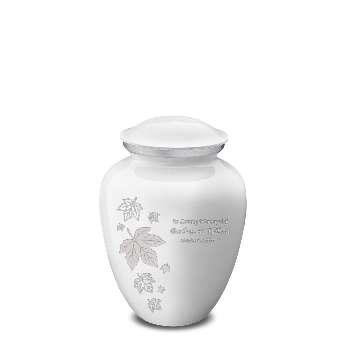 Medium Embrace White Falling Leaves Cremation Urn