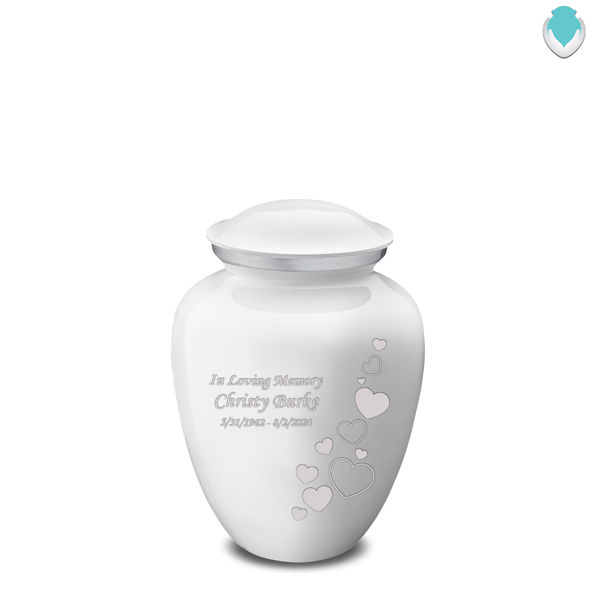 Medium Embrace White Floating Heart Cremation Urn