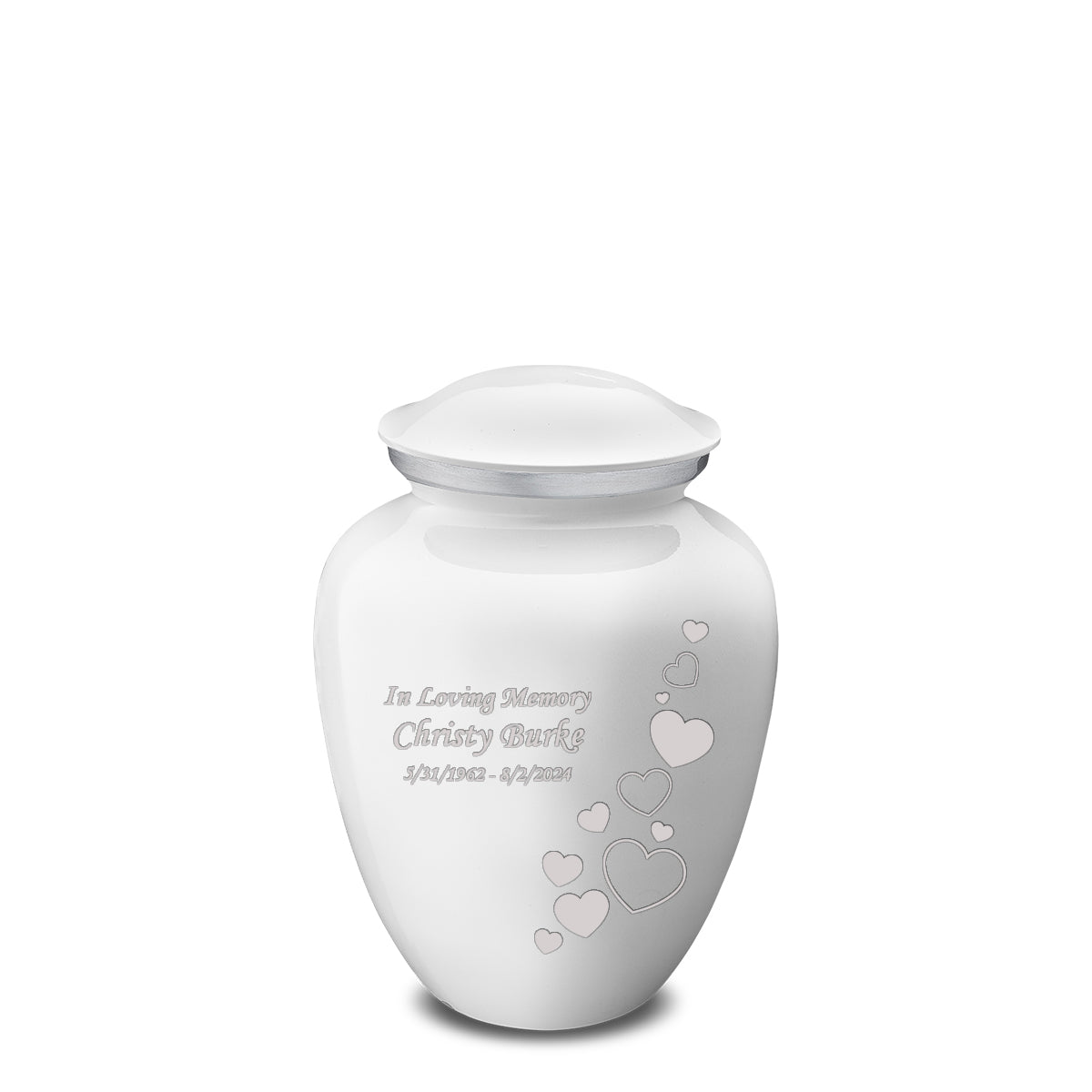Medium Embrace White Floating Heart Cremation Urn