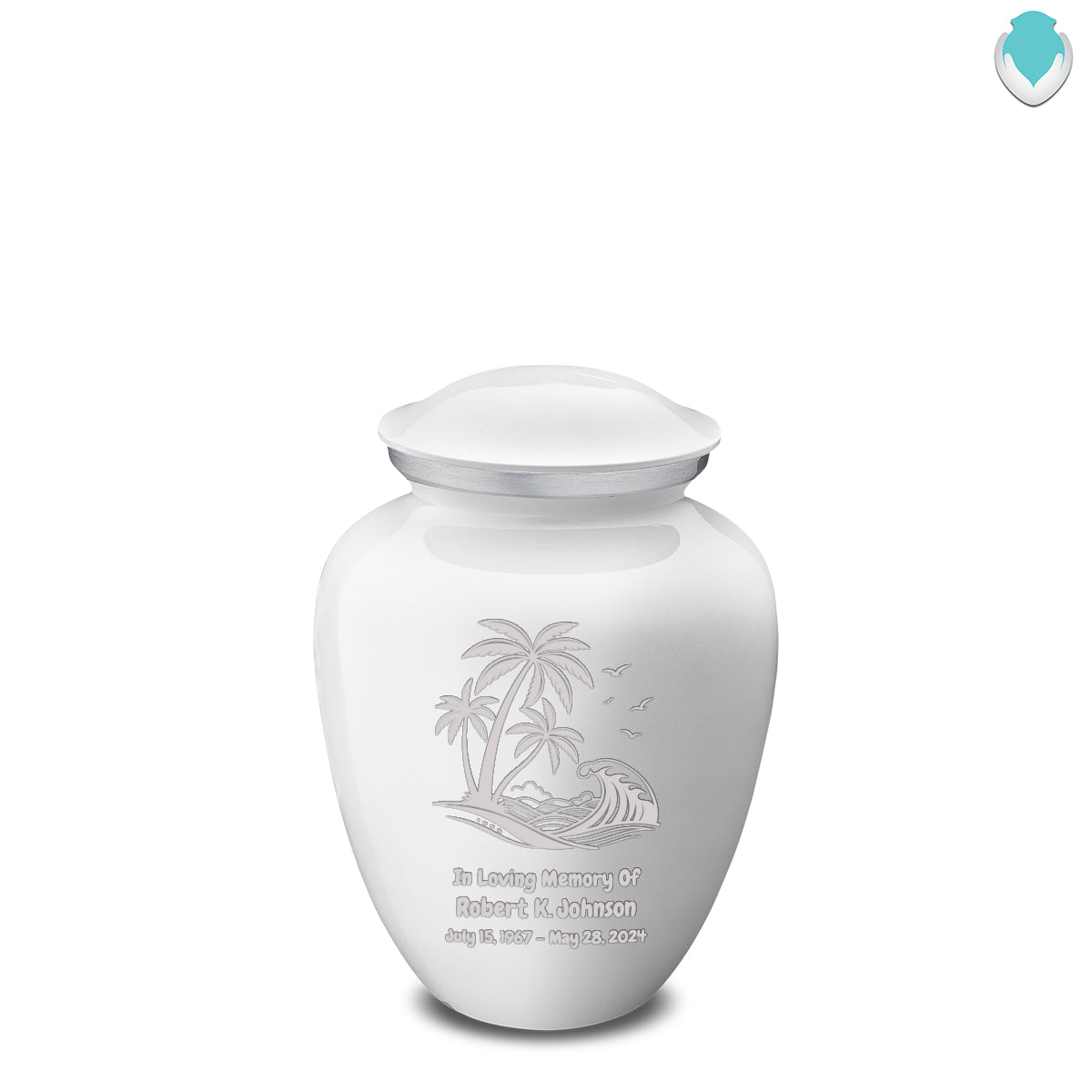 Medium Embrace White Palm Beach Cremation Urn