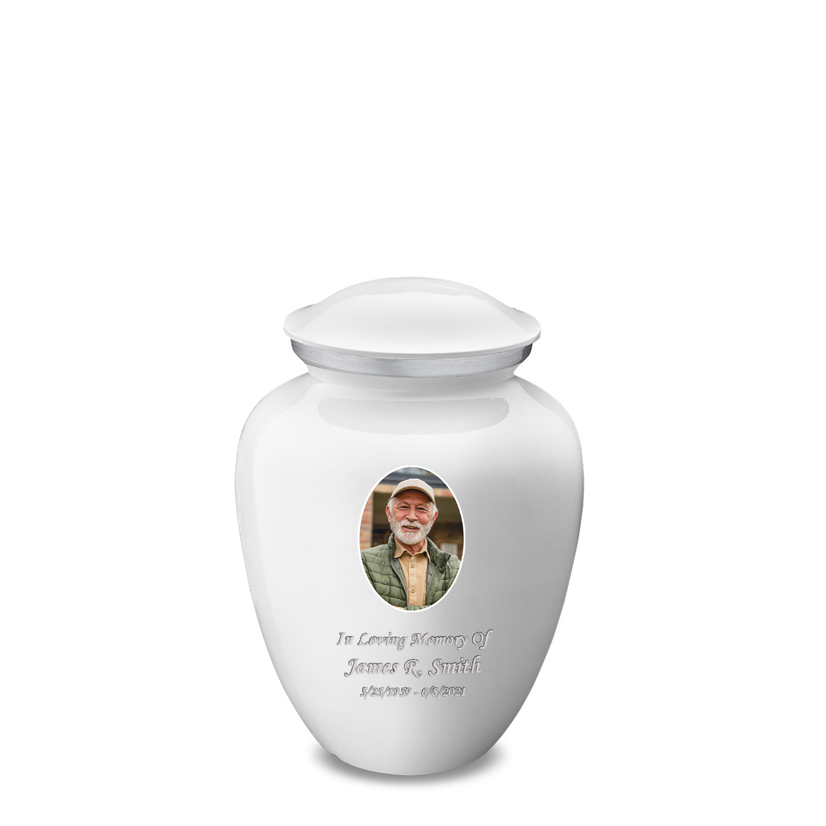 Medium Embrace White Portrait Cremation Urn