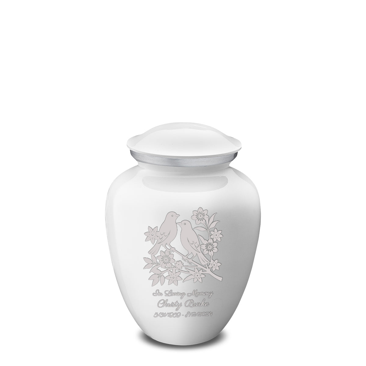 Medium Embrace White Songbirds Cremation Urn