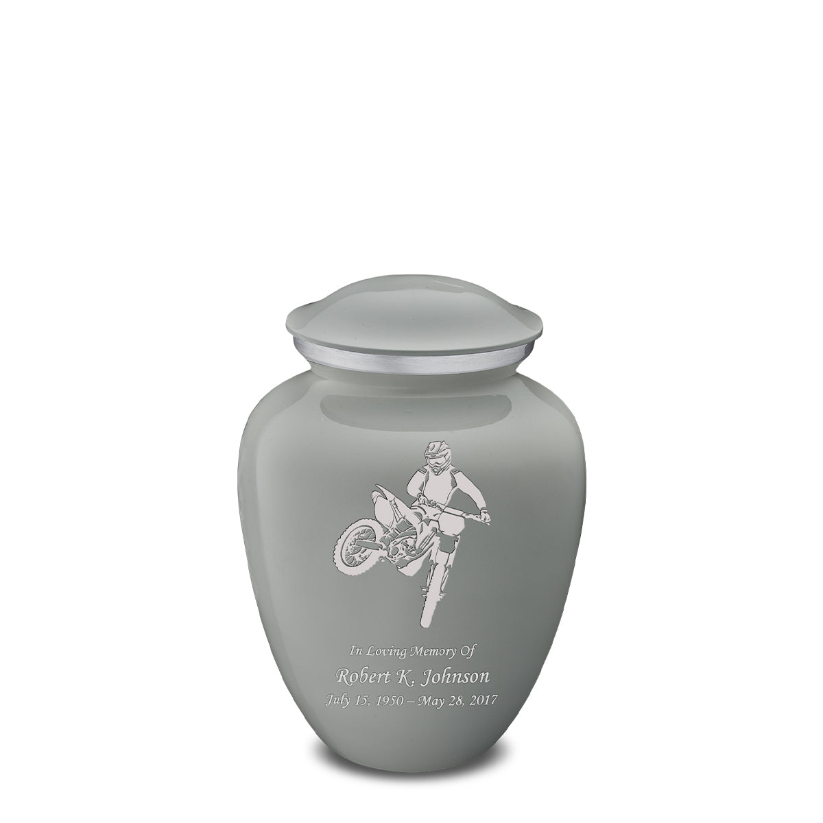 Medium Embrace Slate Grey Dirt Bike Cremation Urn