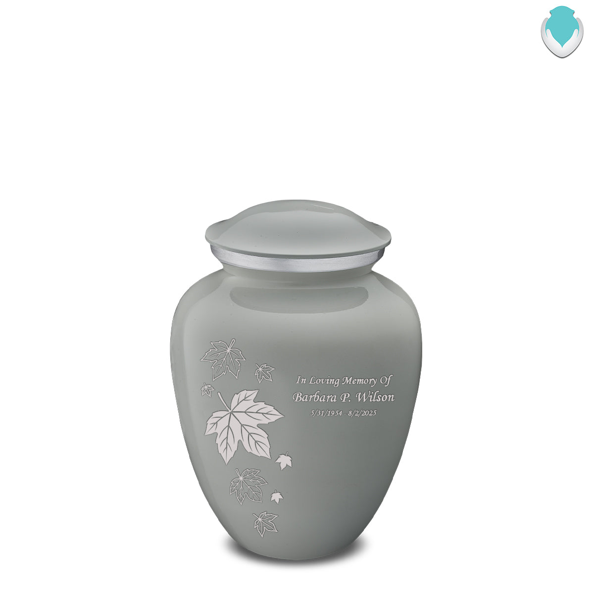 Medium Embrace Slate Grey Falling Leaves Cremation Urn