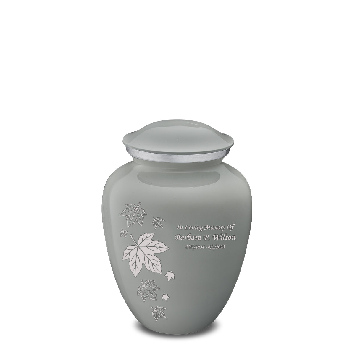 Medium Embrace Slate Grey Falling Leaves Cremation Urn